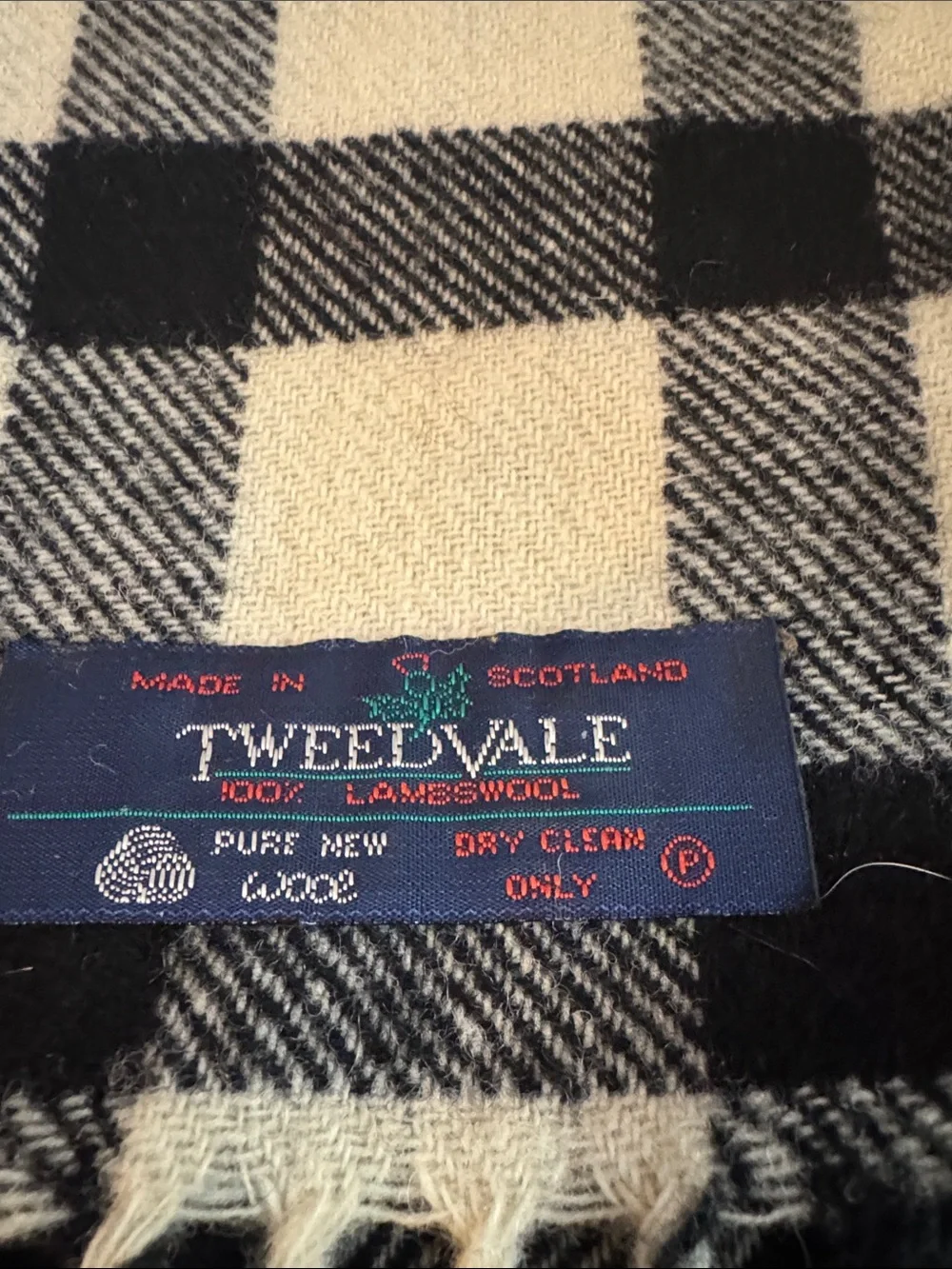 Black & Cream Checked Wool Scarf